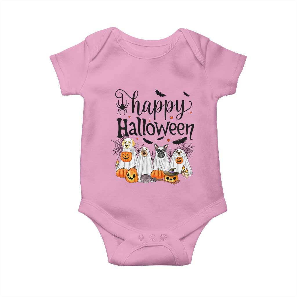 Happy Halloween Dog Ghost Spooky Season Baby Onesie TS11 Light Pink Print Your Wear