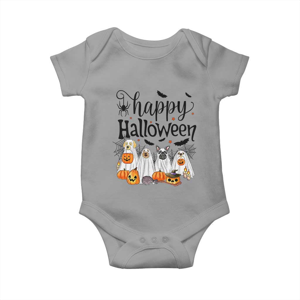 Happy Halloween Dog Ghost Spooky Season Baby Onesie TS11 Sport Gray Print Your Wear