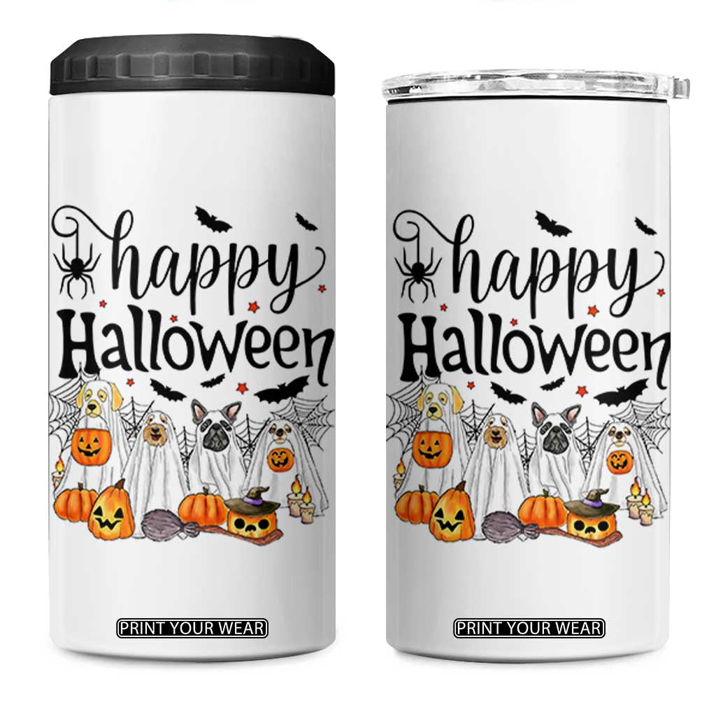 Happy Halloween Dog Ghost Spooky Season 4 in 1 Can Cooler Tumbler TS11 One Size: 16 oz White Print Your Wear