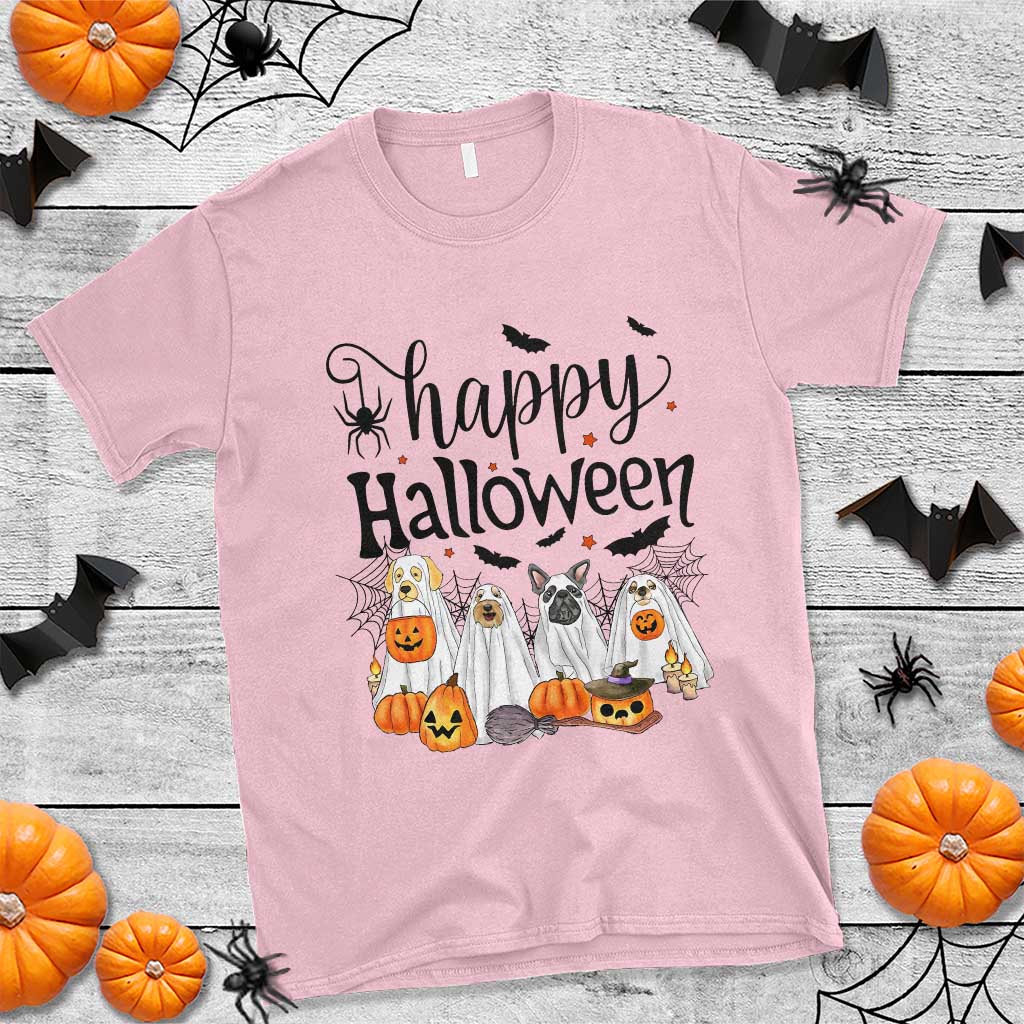 Happy Halloween Dog Ghost Spooky Season T Shirt TS11 Light Pink Print Your Wear