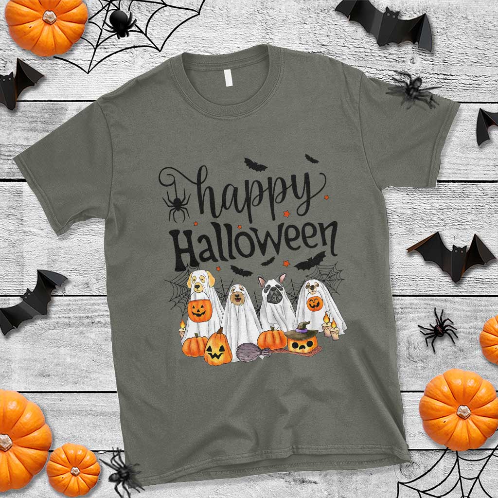 Happy Halloween Dog Ghost Spooky Season T Shirt TS11 Military Green Print Your Wear