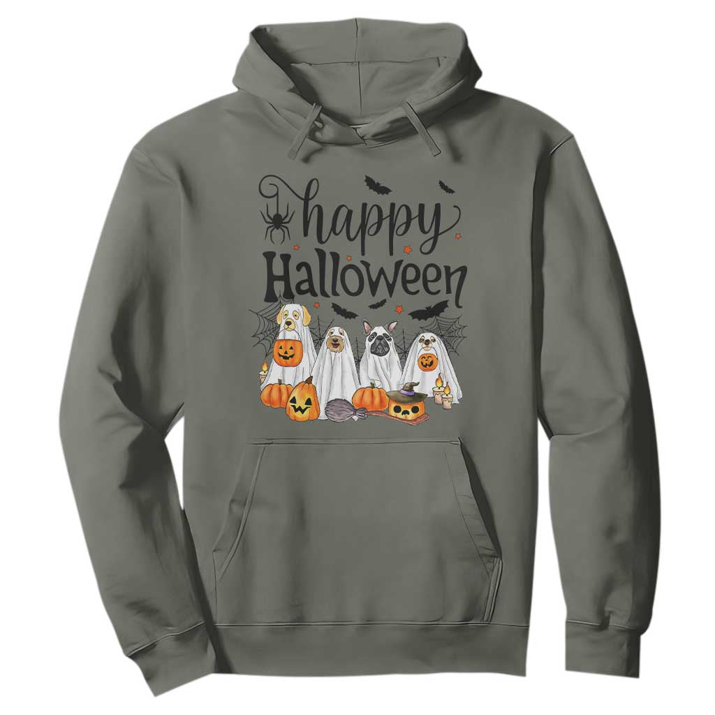 Happy Halloween Dog Ghost Spooky Season Hoodie TS11 Military Green Print Your Wear