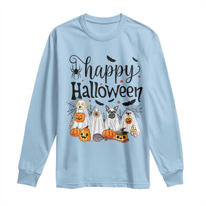 Happy Halloween Dog Ghost Spooky Season Long Sleeve Shirt TS11 Light Blue Print Your Wear