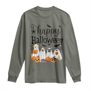 Happy Halloween Dog Ghost Spooky Season Long Sleeve Shirt TS11 Military Green Print Your Wear