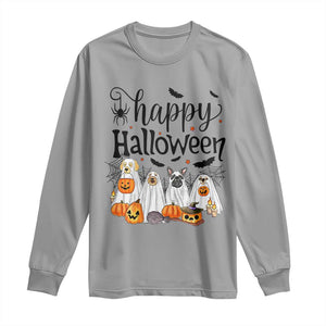 Happy Halloween Dog Ghost Spooky Season Long Sleeve Shirt TS11 Sport Gray Print Your Wear