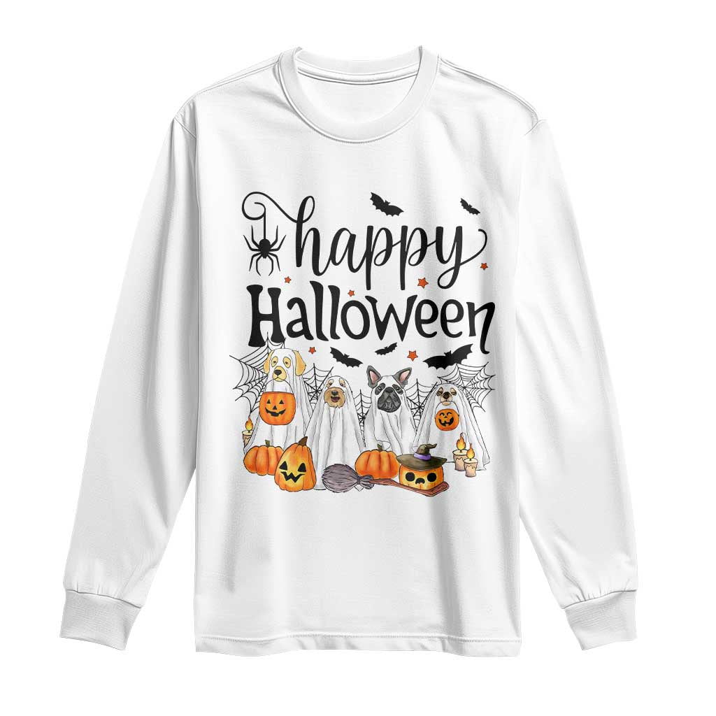Happy Halloween Dog Ghost Spooky Season Long Sleeve Shirt TS11 White Print Your Wear