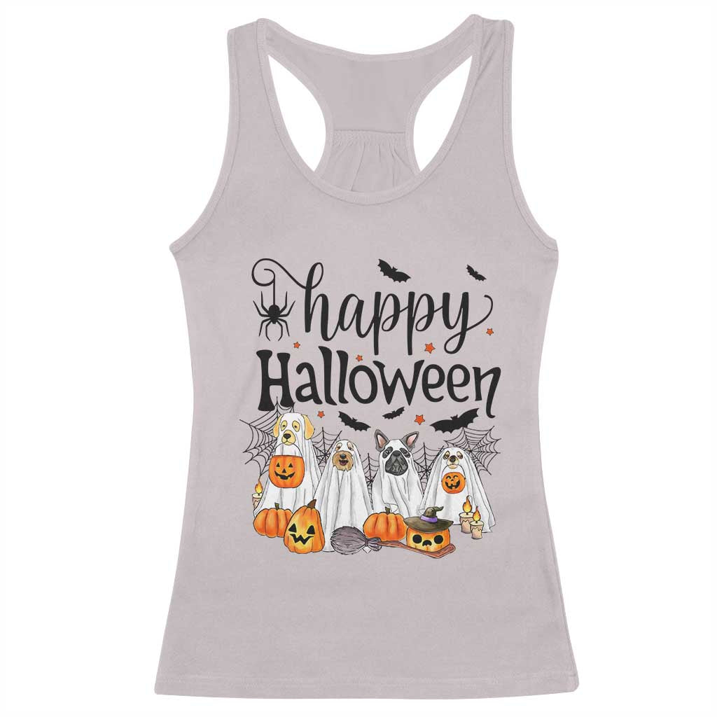Happy Halloween Dog Ghost Spooky Season Racerback Tank Top TS11 Ice Gray Print Your Wear