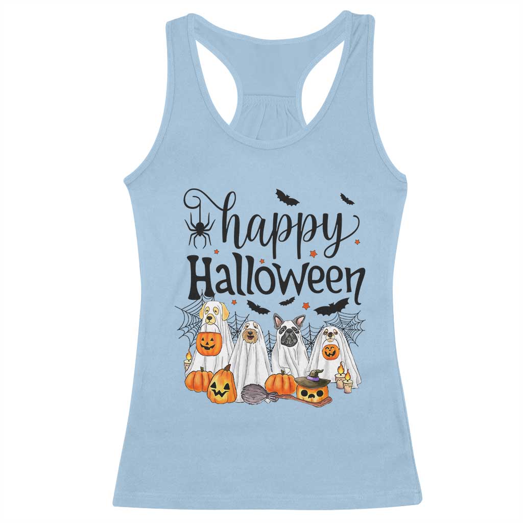 Happy Halloween Dog Ghost Spooky Season Racerback Tank Top TS11 Light Blue Print Your Wear