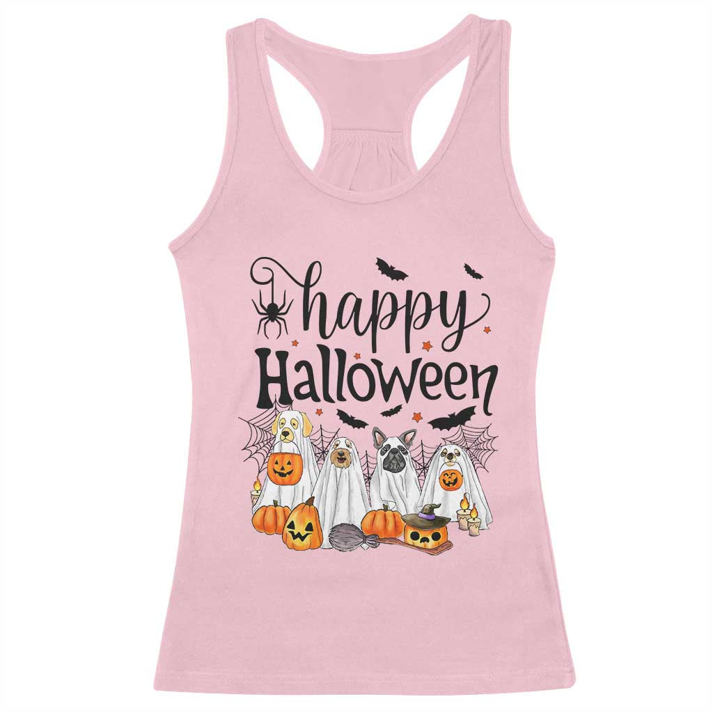 Happy Halloween Dog Ghost Spooky Season Racerback Tank Top TS11 Light Pink Print Your Wear