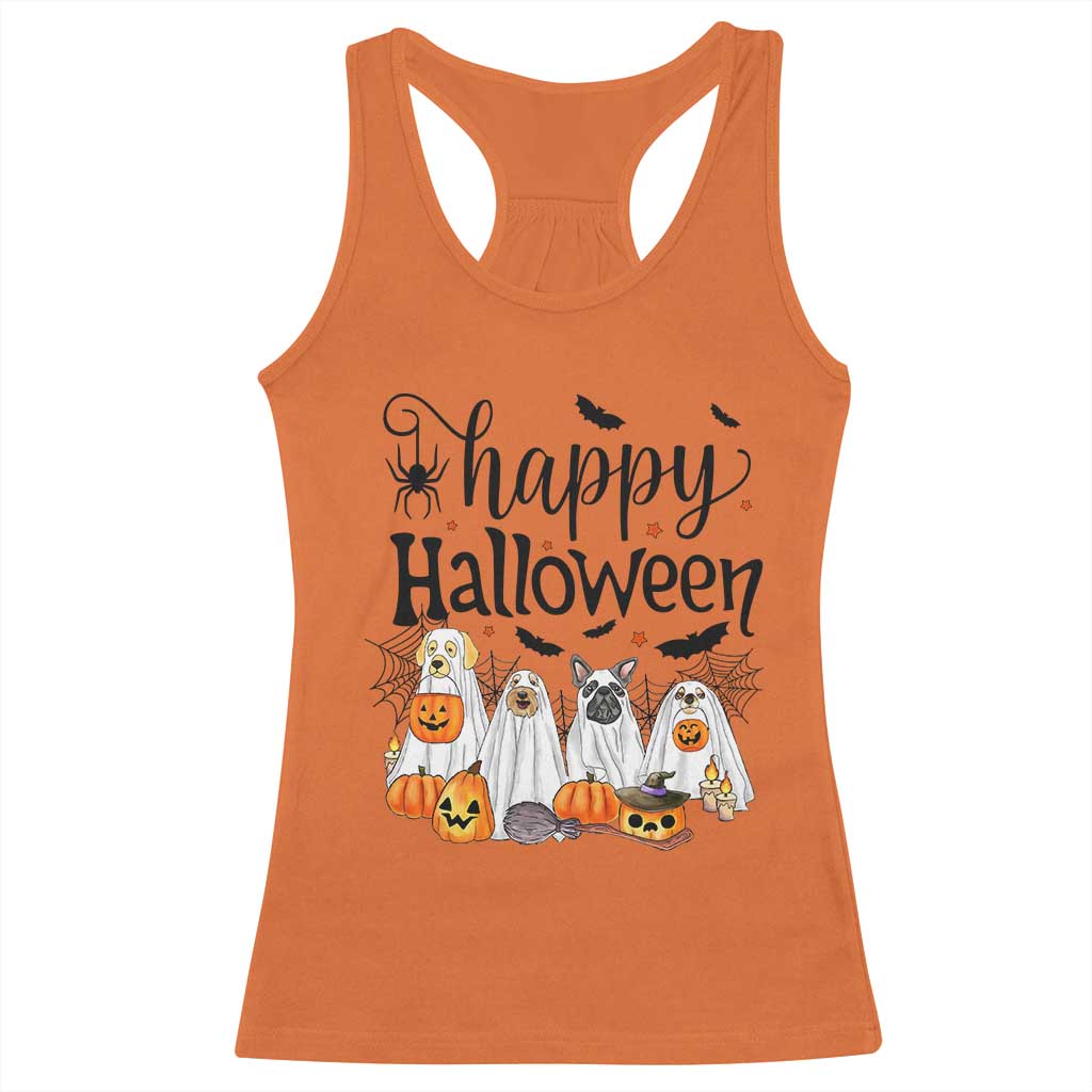 Happy Halloween Dog Ghost Spooky Season Racerback Tank Top TS11 Orange Print Your Wear