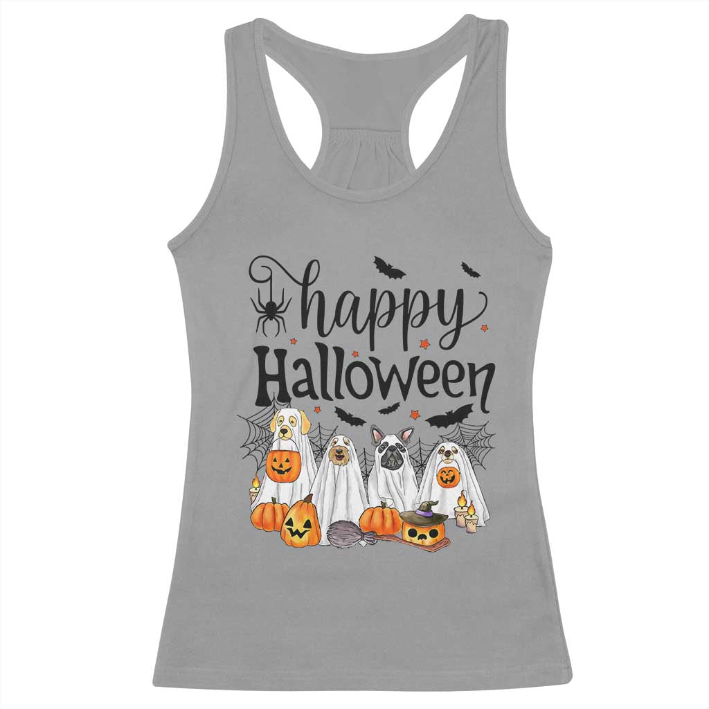 Happy Halloween Dog Ghost Spooky Season Racerback Tank Top TS11 Sport Gray Print Your Wear