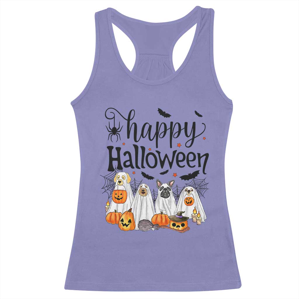 Happy Halloween Dog Ghost Spooky Season Racerback Tank Top TS11 Violet Print Your Wear