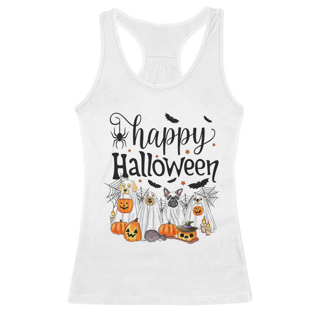 Happy Halloween Dog Ghost Spooky Season Racerback Tank Top TS11 White Print Your Wear