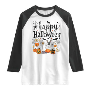 Happy Halloween Dog Ghost Spooky Season Raglan Shirt TS11 White Black Print Your Wear