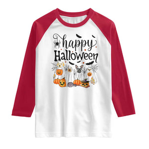 Happy Halloween Dog Ghost Spooky Season Raglan Shirt TS11 White Red Print Your Wear