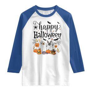 Happy Halloween Dog Ghost Spooky Season Raglan Shirt TS11 White Royal Print Your Wear