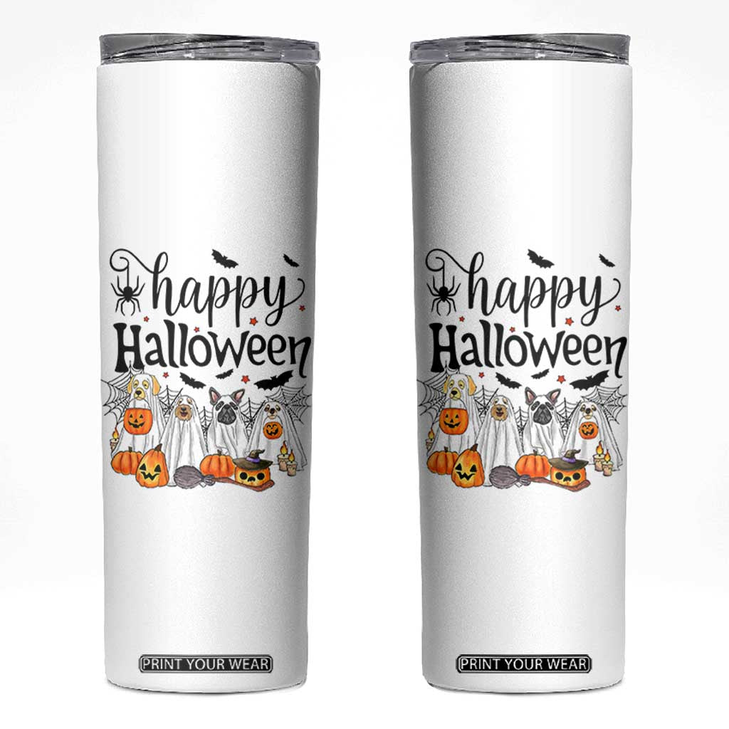 Happy Halloween Dog Ghost Spooky Season Skinny Tumbler TS11 White Print Your Wear
