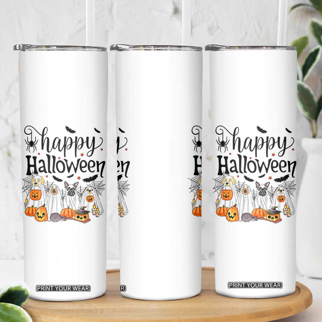 Happy Halloween Dog Ghost Spooky Season Skinny Tumbler TS11 Print Your Wear
