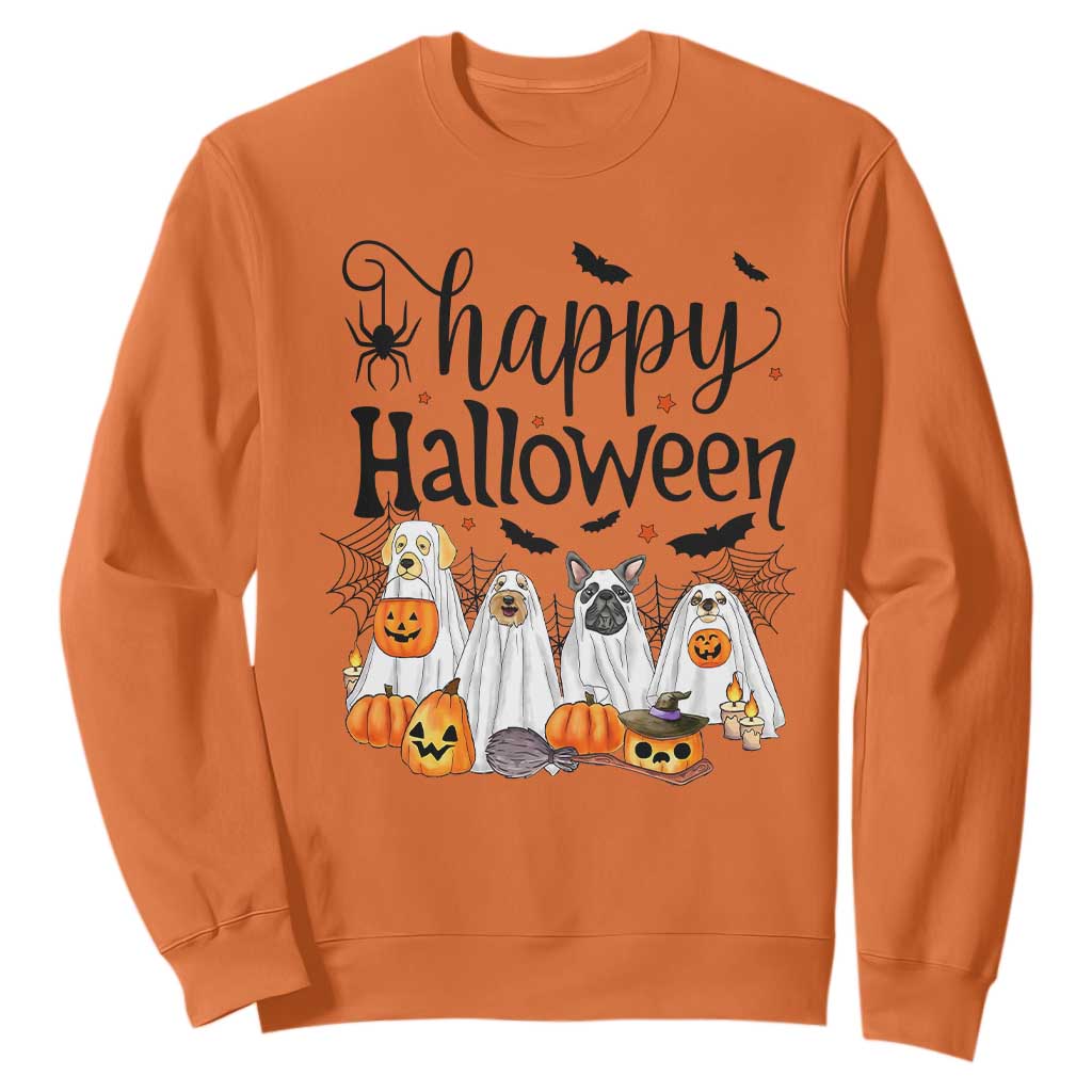 Happy Halloween Dog Ghost Spooky Season Sweatshirt TS11 Orange Print Your Wear