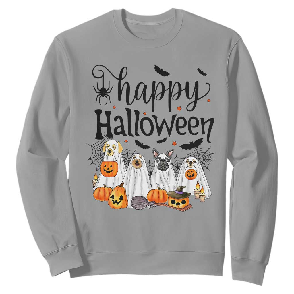 Happy Halloween Dog Ghost Spooky Season Sweatshirt TS11 Sport Gray Print Your Wear