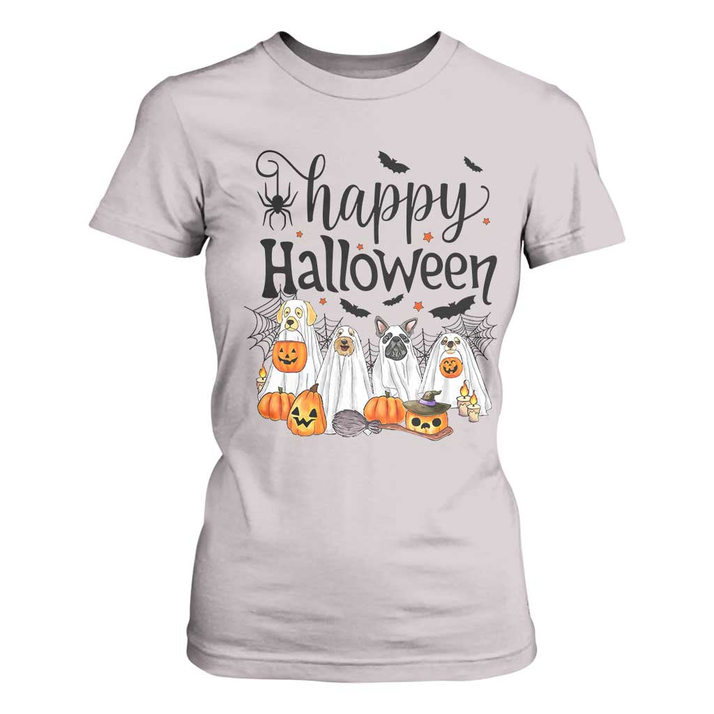 Happy Halloween Dog Ghost Spooky Season T Shirt For Women TS11 Ice Gray Print Your Wear