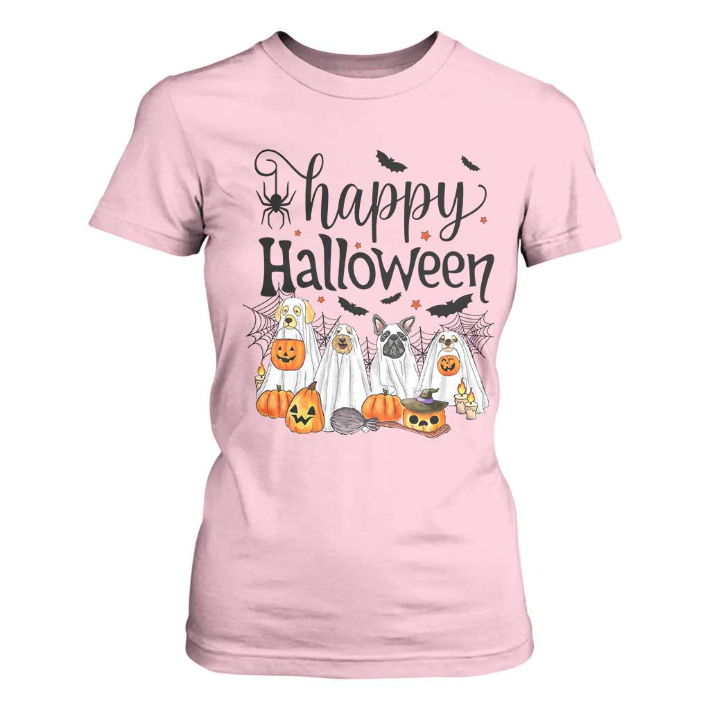 Happy Halloween Dog Ghost Spooky Season T Shirt For Women TS11 Light Pink Print Your Wear