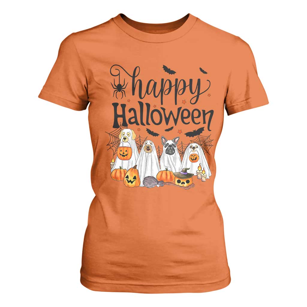 Happy Halloween Dog Ghost Spooky Season T Shirt For Women TS11 Orange Print Your Wear