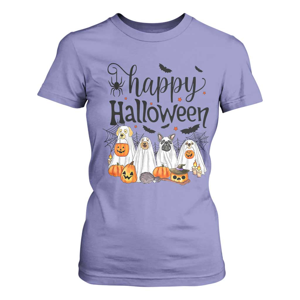 Happy Halloween Dog Ghost Spooky Season T Shirt For Women TS11 Violet Print Your Wear