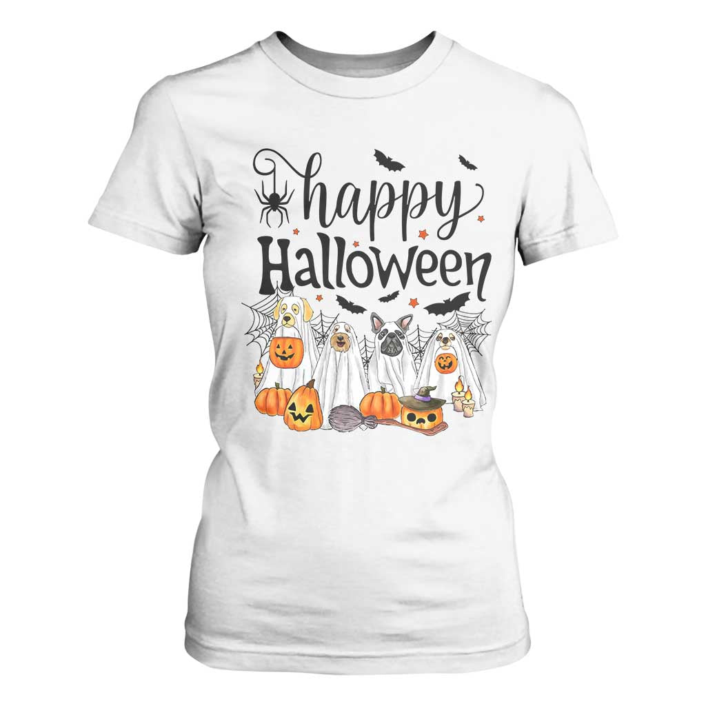 Happy Halloween Dog Ghost Spooky Season T Shirt For Women TS11 White Print Your Wear