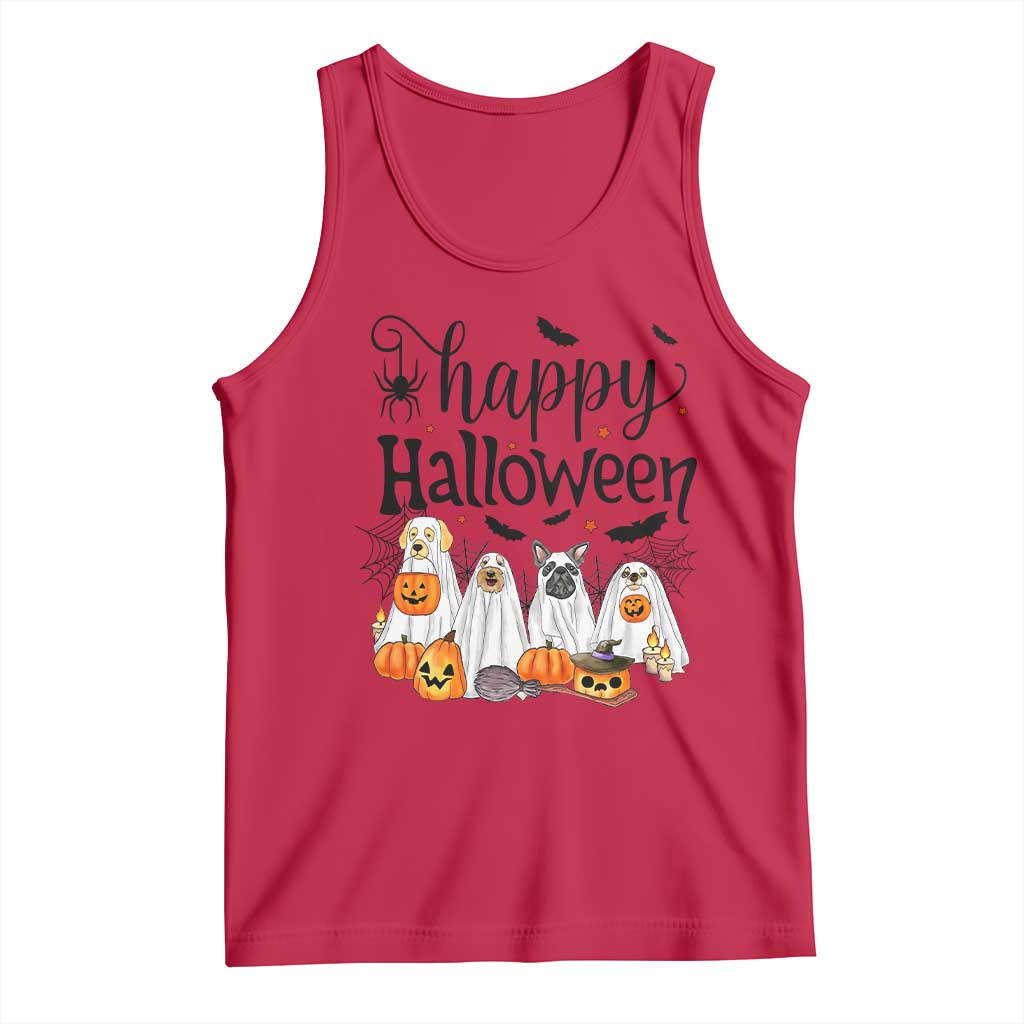 Happy Halloween Dog Ghost Spooky Season Tank Top TS11 Red Print Your Wear