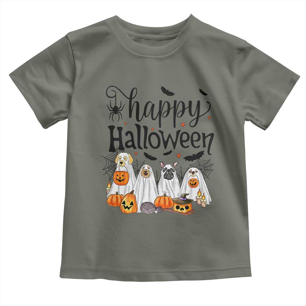 Happy Halloween Dog Ghost Spooky Season Toddler T Shirt TS11 Military Green Print Your Wear