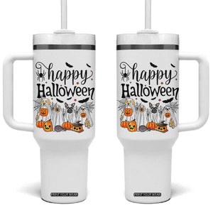 Happy Halloween Dog Ghost Spooky Season Tumbler With Handle TS11 One Size: 40 oz White Print Your Wear