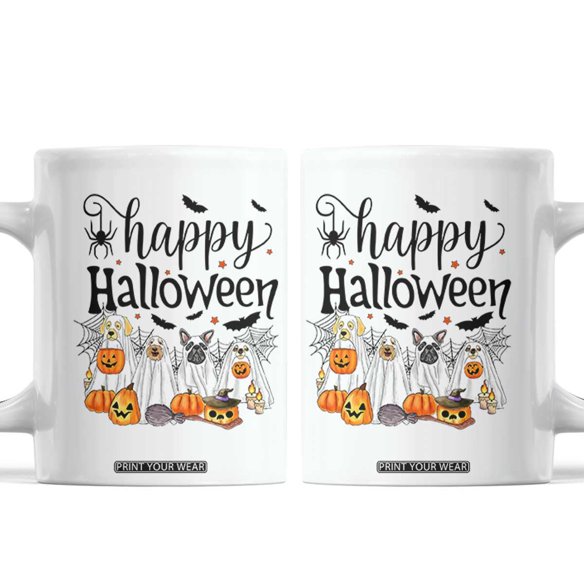 Happy Halloween Dog Ghost Spooky Season Coffee Mug TS11 White Print Your Wear