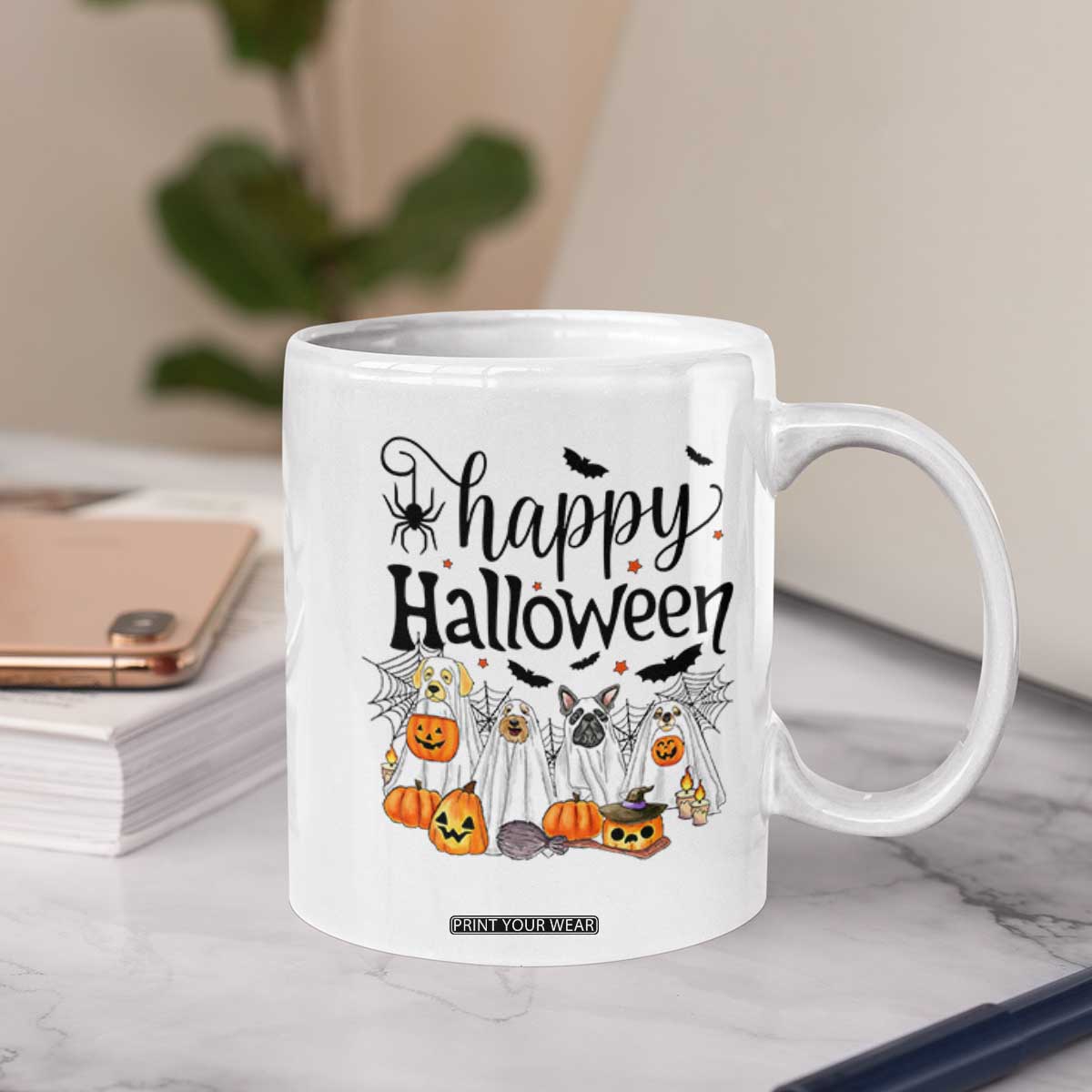 Happy Halloween Dog Ghost Spooky Season Coffee Mug TS11 Print Your Wear