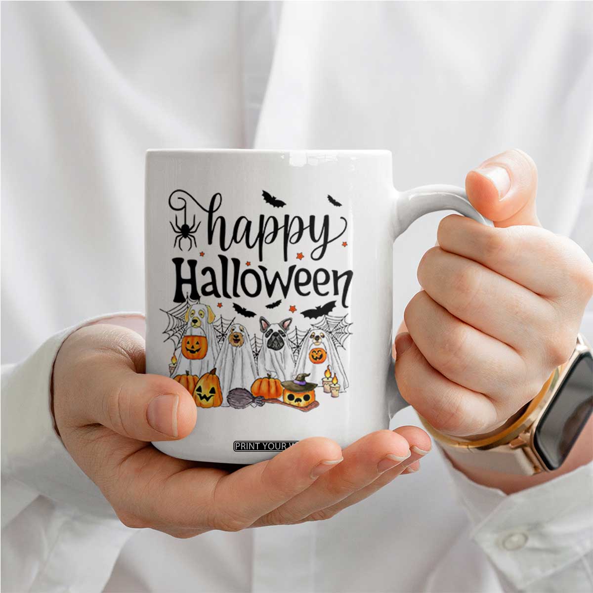 Happy Halloween Dog Ghost Spooky Season Coffee Mug TS11 Print Your Wear