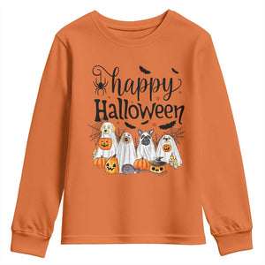 Happy Halloween Dog Ghost Spooky Season Youth Sweatshirt TS11 Orange Print Your Wear