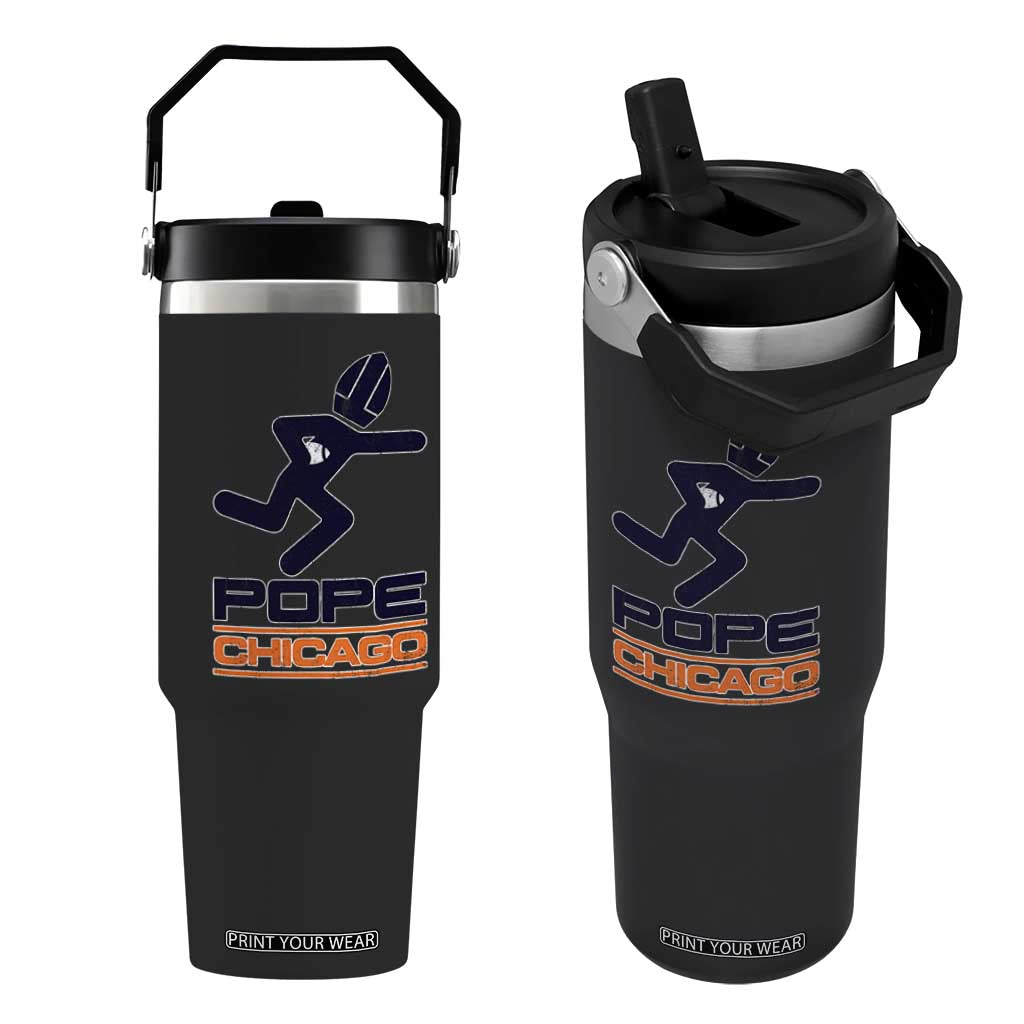 Chicago Pope Leo XIV American Football Flip Straw Tumbler TS11 One Size: 30 oz Black Print Your Wear