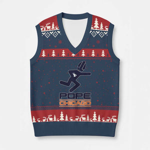 Chicago Pope Leo XIV American Football V-Neck Knit Sweater Vest TS11 Navy Red Print Your Wear