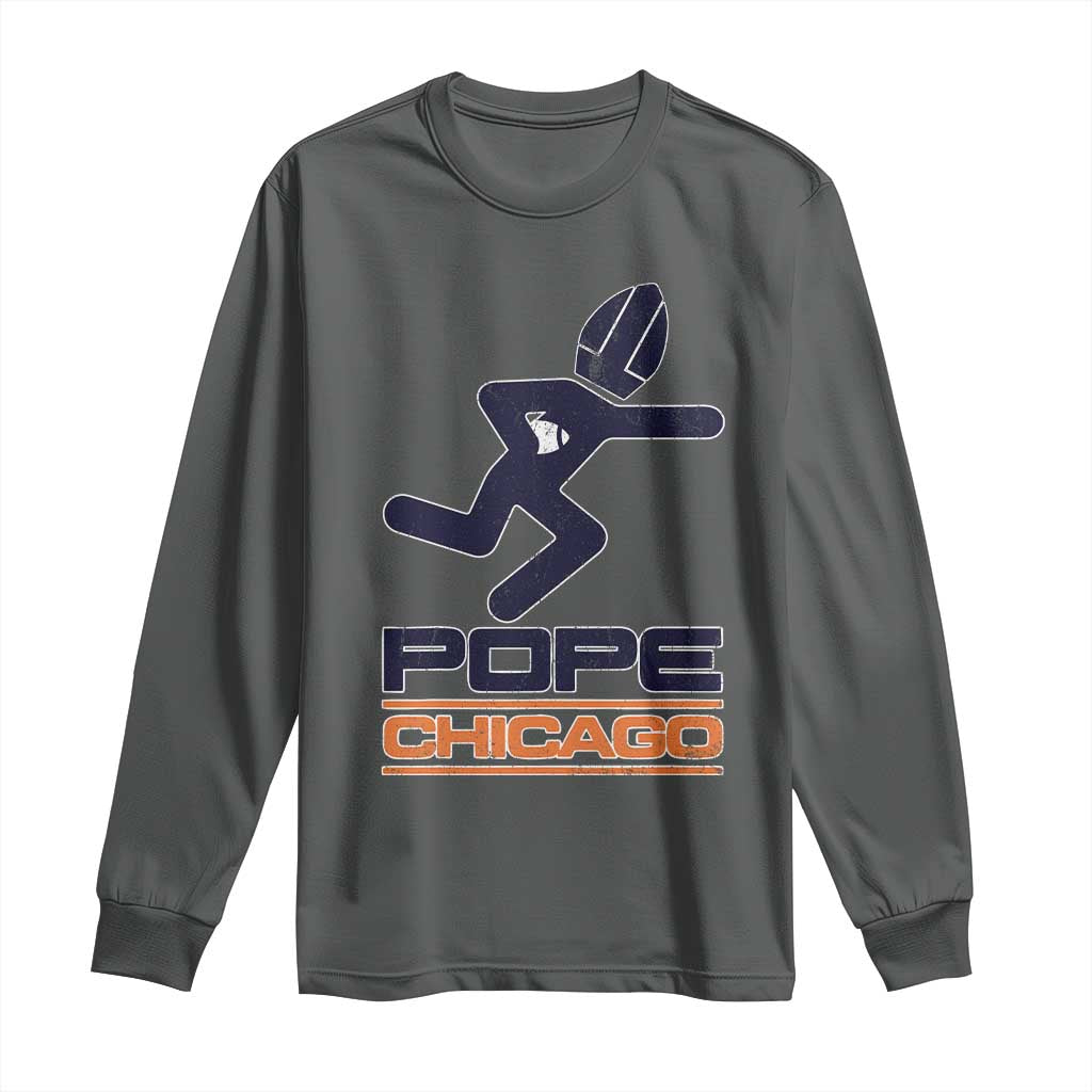 Chicago Pope Leo XIV American Football Long Sleeve Shirt TS11 Dark Heather Print Your Wear