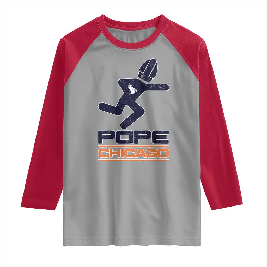 Chicago Pope Leo XIV American Football Raglan Shirt TS11 Sport Gray Red Print Your Wear