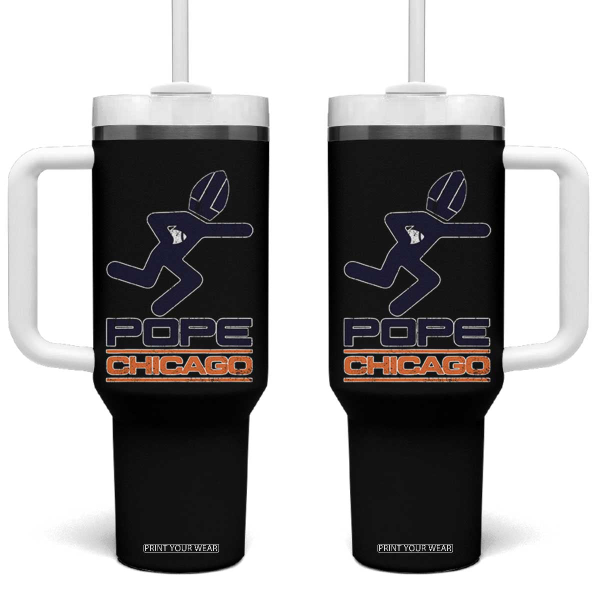 Chicago Pope Leo XIV American Football Tumbler With Handle TS11 One Size: 40 oz Black Print Your Wear