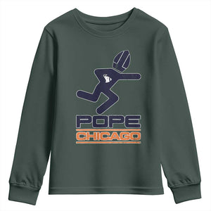 Chicago Pope Leo XIV American Football Youth Sweatshirt TS11 Dark Forest Green Print Your Wear
