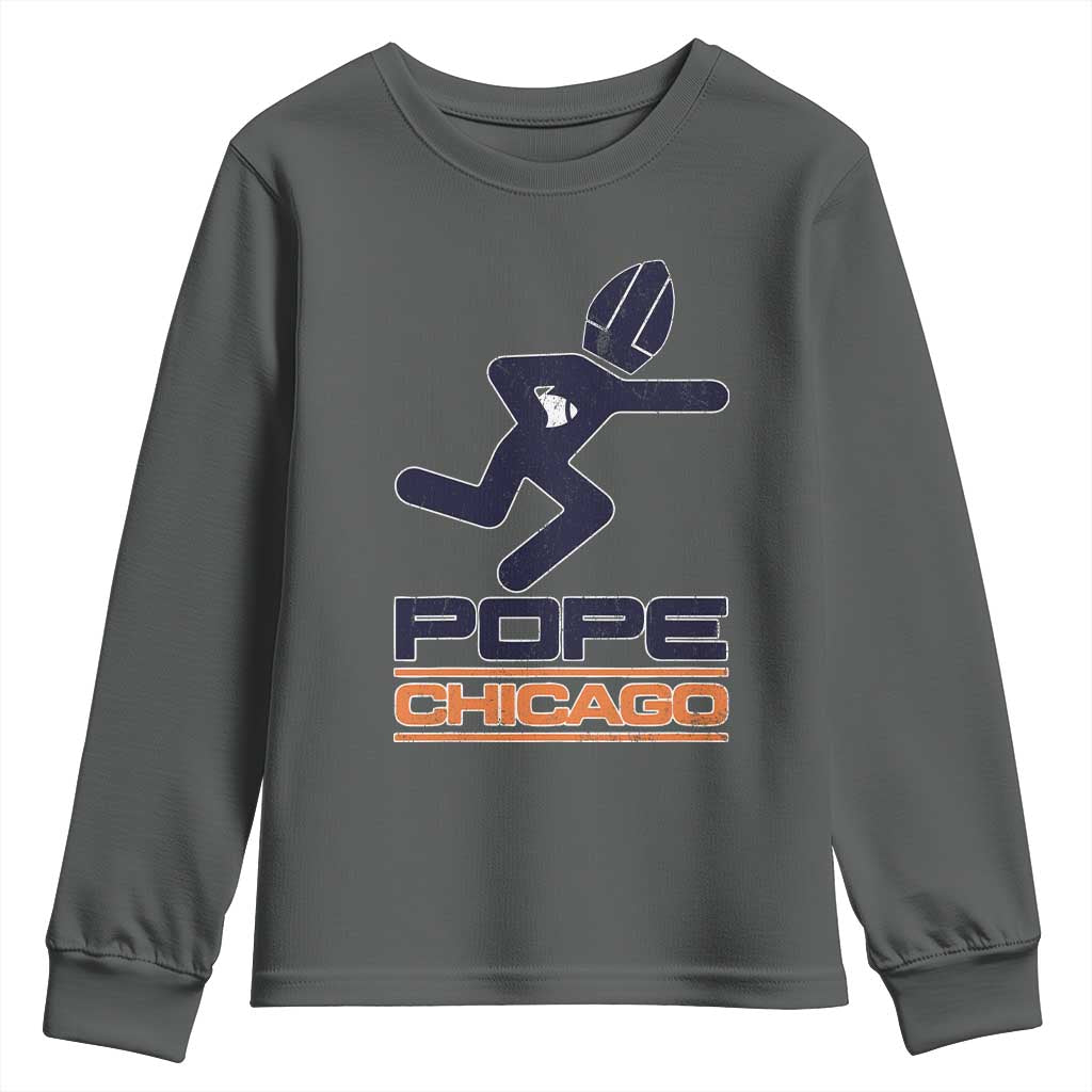 Chicago Pope Leo XIV American Football Youth Sweatshirt TS11 Dark Heather Print Your Wear