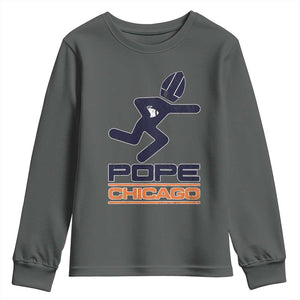 Chicago Pope Leo XIV American Football Youth Sweatshirt TS11 Dark Heather Print Your Wear