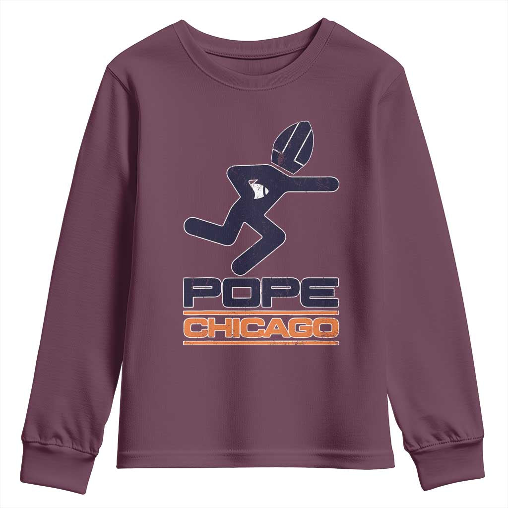 Chicago Pope Leo XIV American Football Youth Sweatshirt TS11 Maroon Print Your Wear