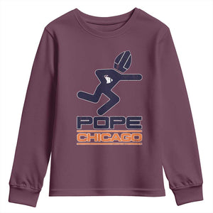 Chicago Pope Leo XIV American Football Youth Sweatshirt TS11 Maroon Print Your Wear
