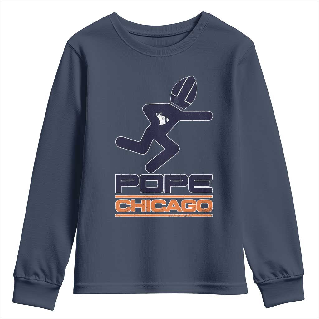 Chicago Pope Leo XIV American Football Youth Sweatshirt TS11 Navy Print Your Wear