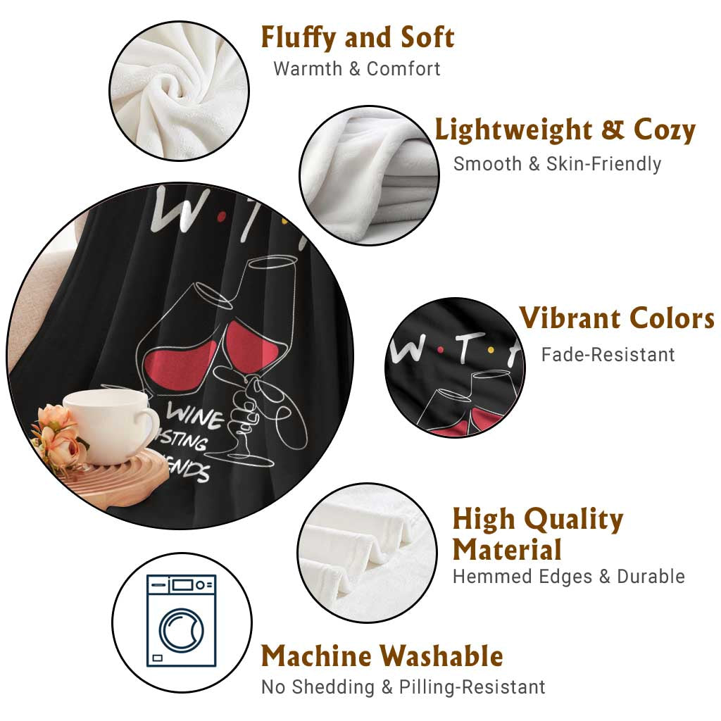 Funny Thanksgiving Friendsgiving Throw Blanket WTF Wine Tasting Friends TS11 Print Your Wear