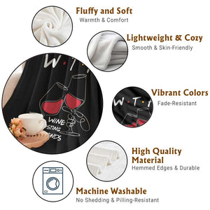 Funny Thanksgiving Friendsgiving Throw Blanket WTF Wine Tasting Friends - Print Your Wear