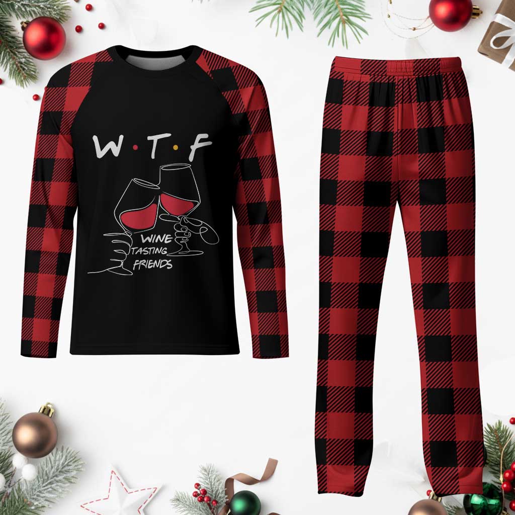 Funny Thanksgiving Friendsgiving Plaid Pajama Set WTF Wine Tasting Friends TS11 Buffalo Plaid Print Your Wear